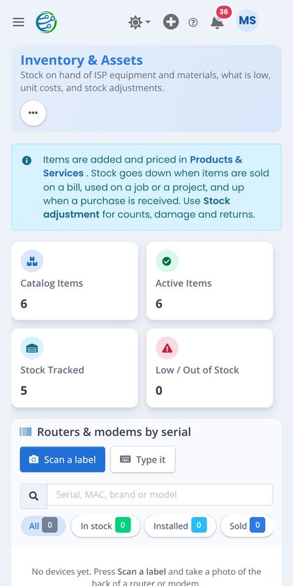 Inventory and assets (demo data)